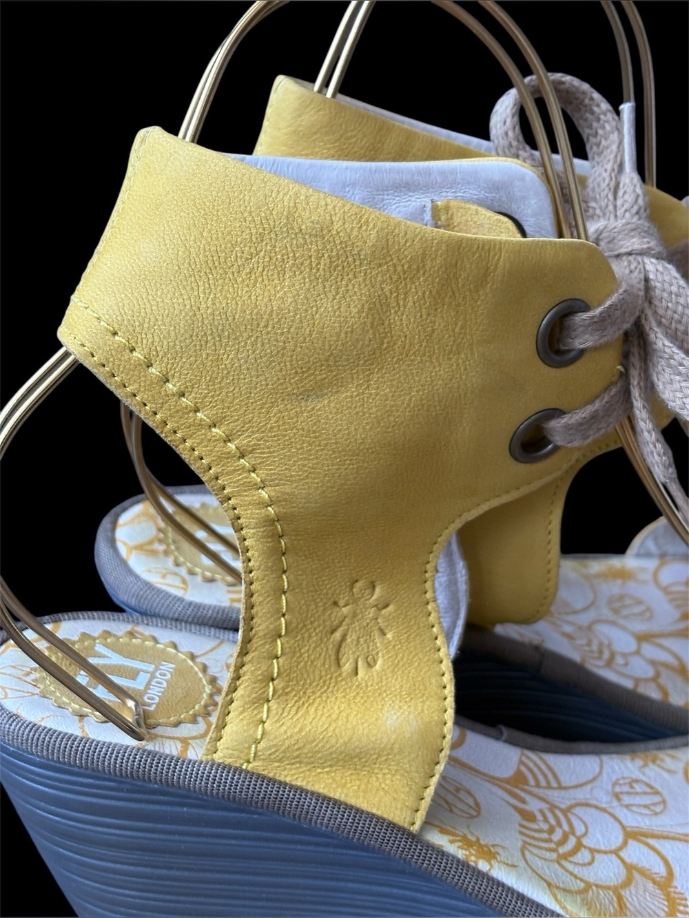 🪰FLY LONDON Yaje Yellow Platform Wedge Sandle Sz 41/10 - Picture 8 of 13